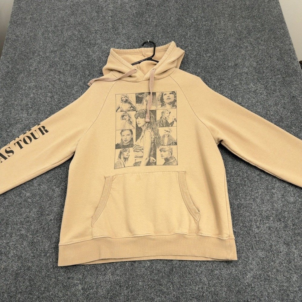 Taylor Swift Hoodie XS Beige The Eras Tour Graphic Concert Streetwear